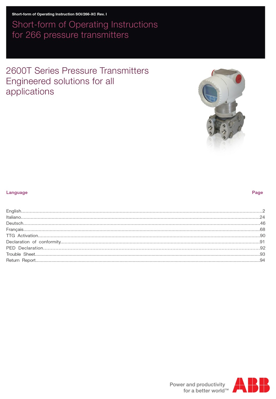 ABB 2600T SERIES TRANSMITTER OPERATING INSTRUCTIONS MANUAL ManualsLib