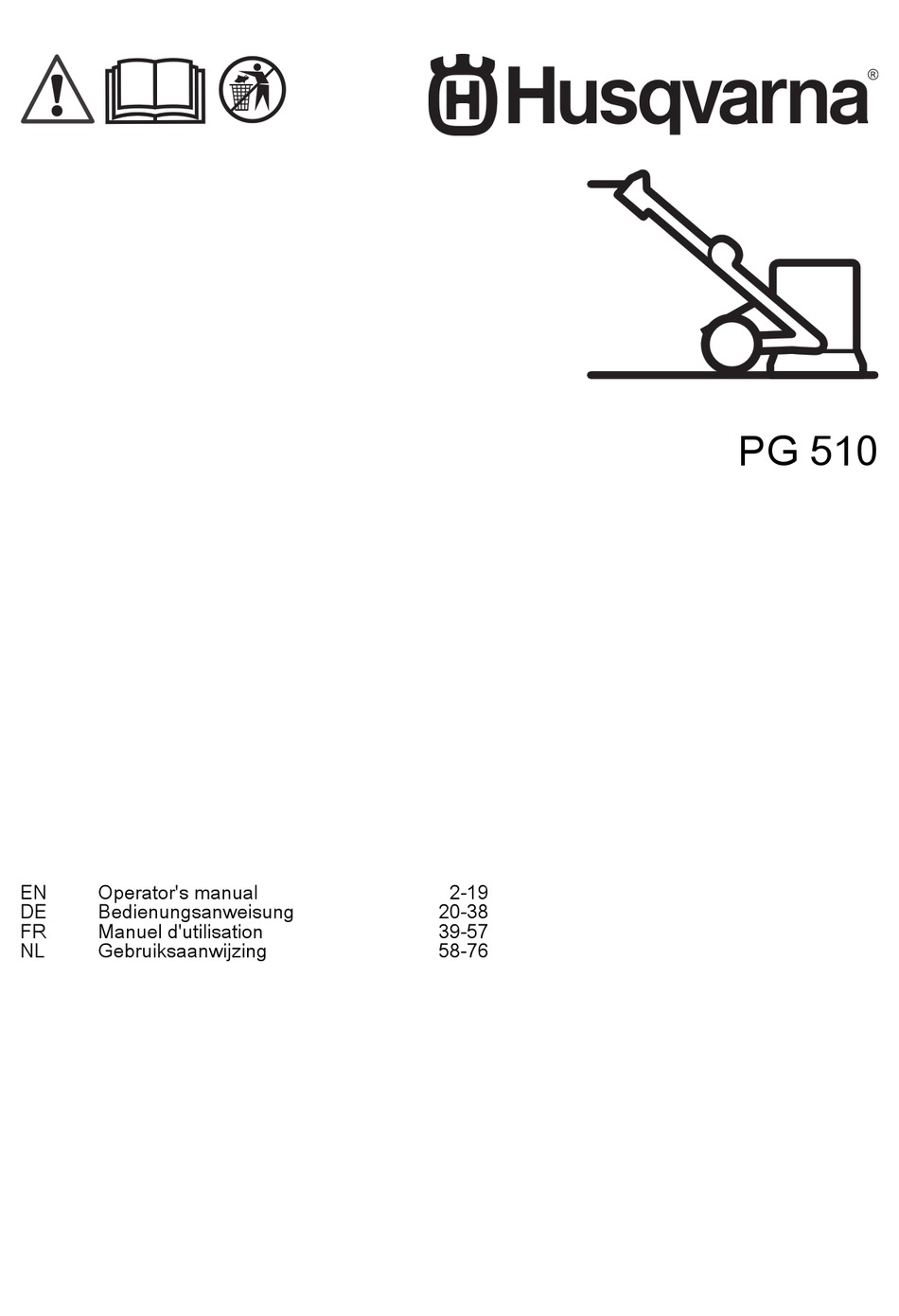 HUSQVARNA PG 510 OPERATOR'S MANUAL Pdf Download | ManualsLib