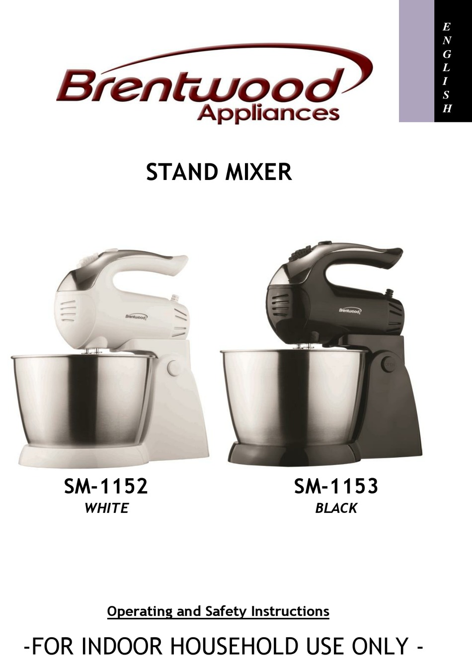 Brentwood 5-Speed Stand Mixer with Stainless Steel Bowl - Black SM-1153