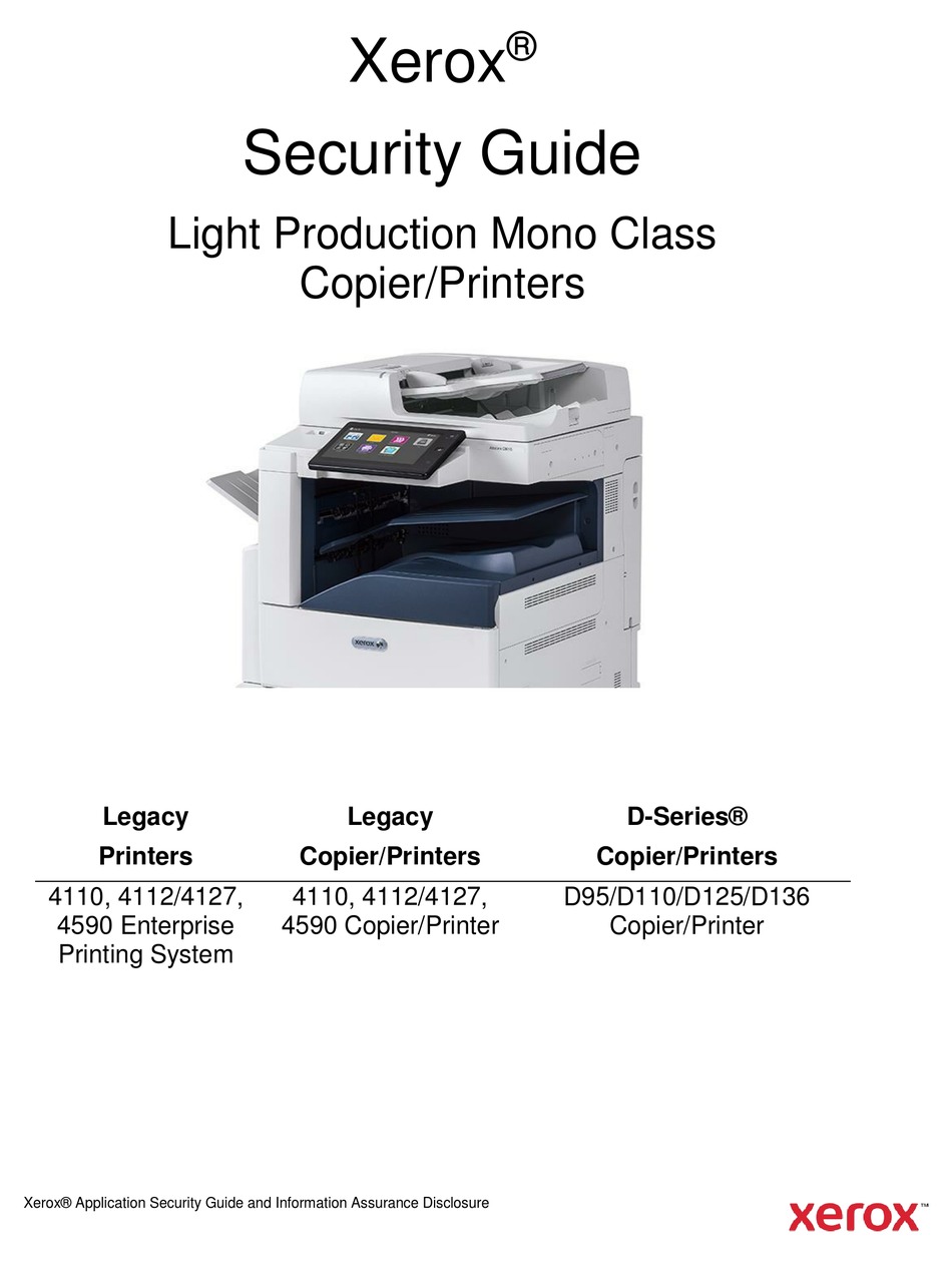 XEROX D SERIES PRINTER SECURITY MANUAL | ManualsLib