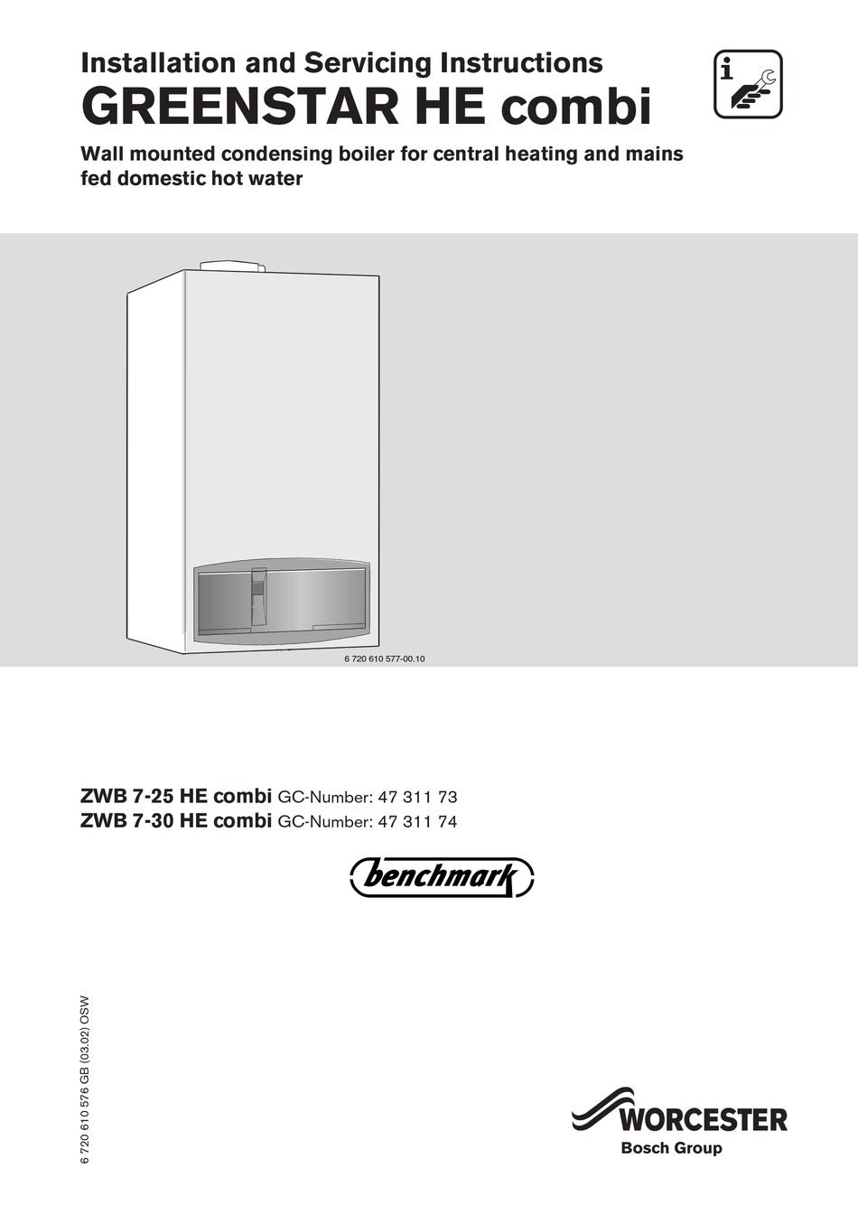 Worcester Greenstar He Combi Series Boiler Installation And Servicing Instructions Manualslib 