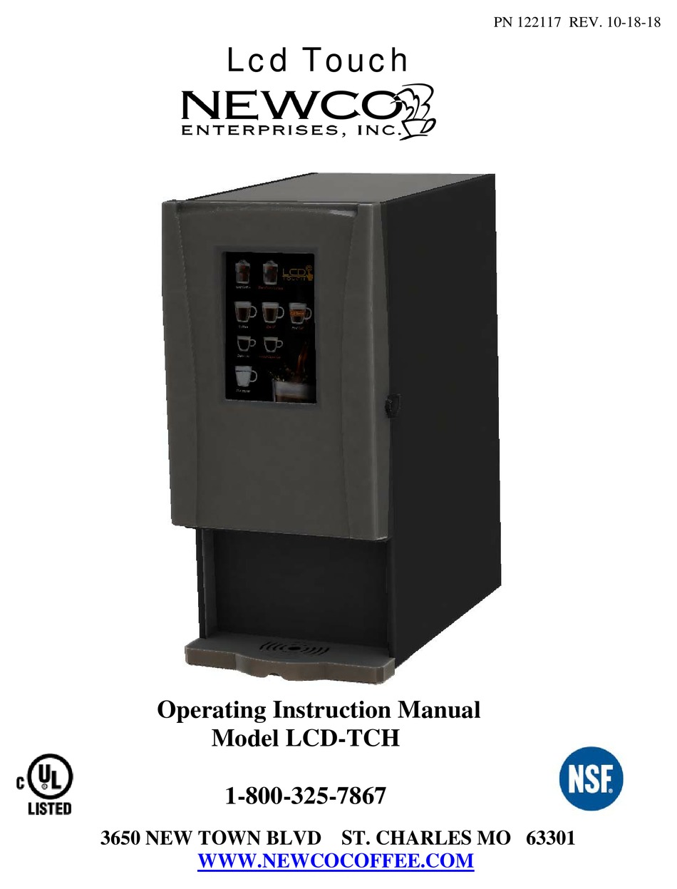 NEWCO LCDTCH COFFEE MAKER OPERATING INSTRUCTIONS MANUAL ManualsLib