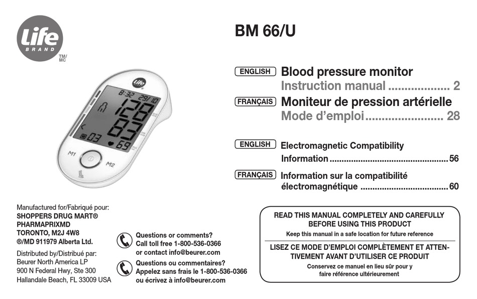 how to use life brand blood pressure monitor