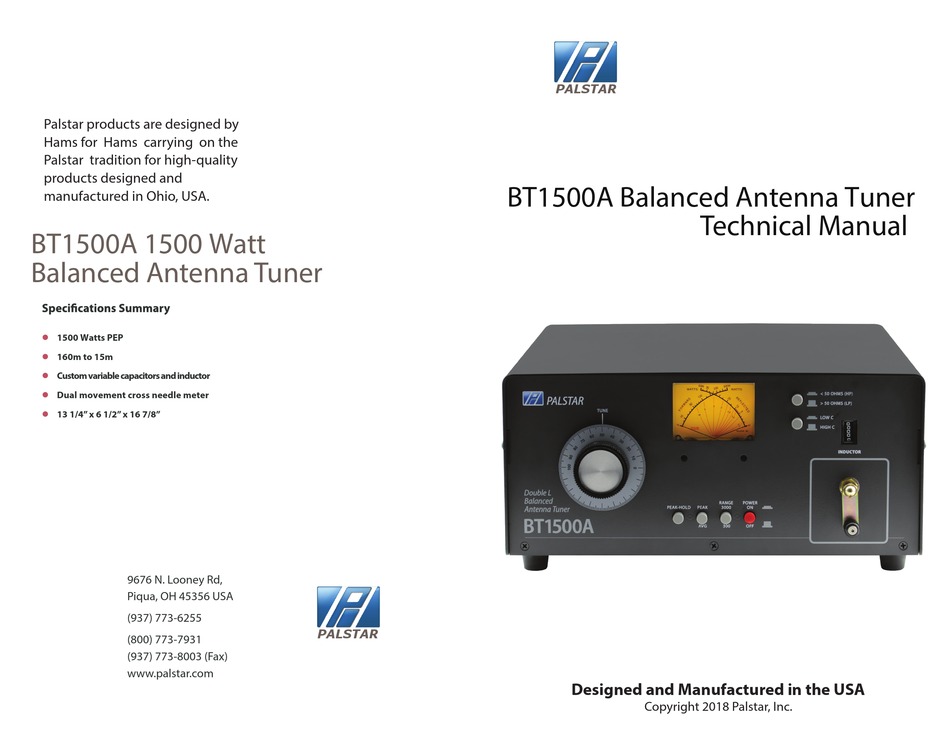 Palstar Bt1500a Technical Manual Pdf Download Manualslib