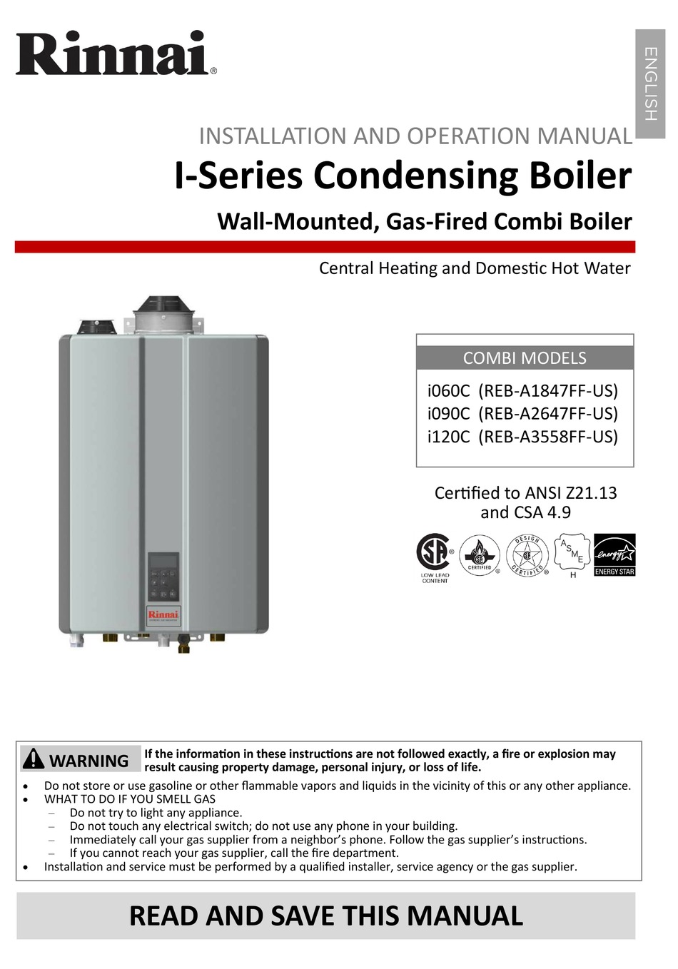 RINNAI I SERIES BOILER INSTALLATION AND OPERATION MANUAL ManualsLib