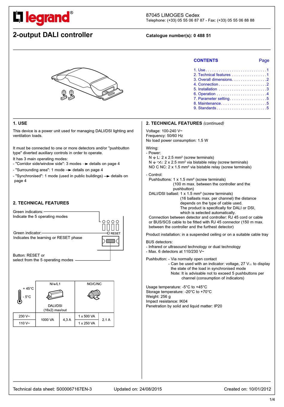 LEGRAND 0 488 51 CONTROLLER QUICK START MANUAL | ManualsLib