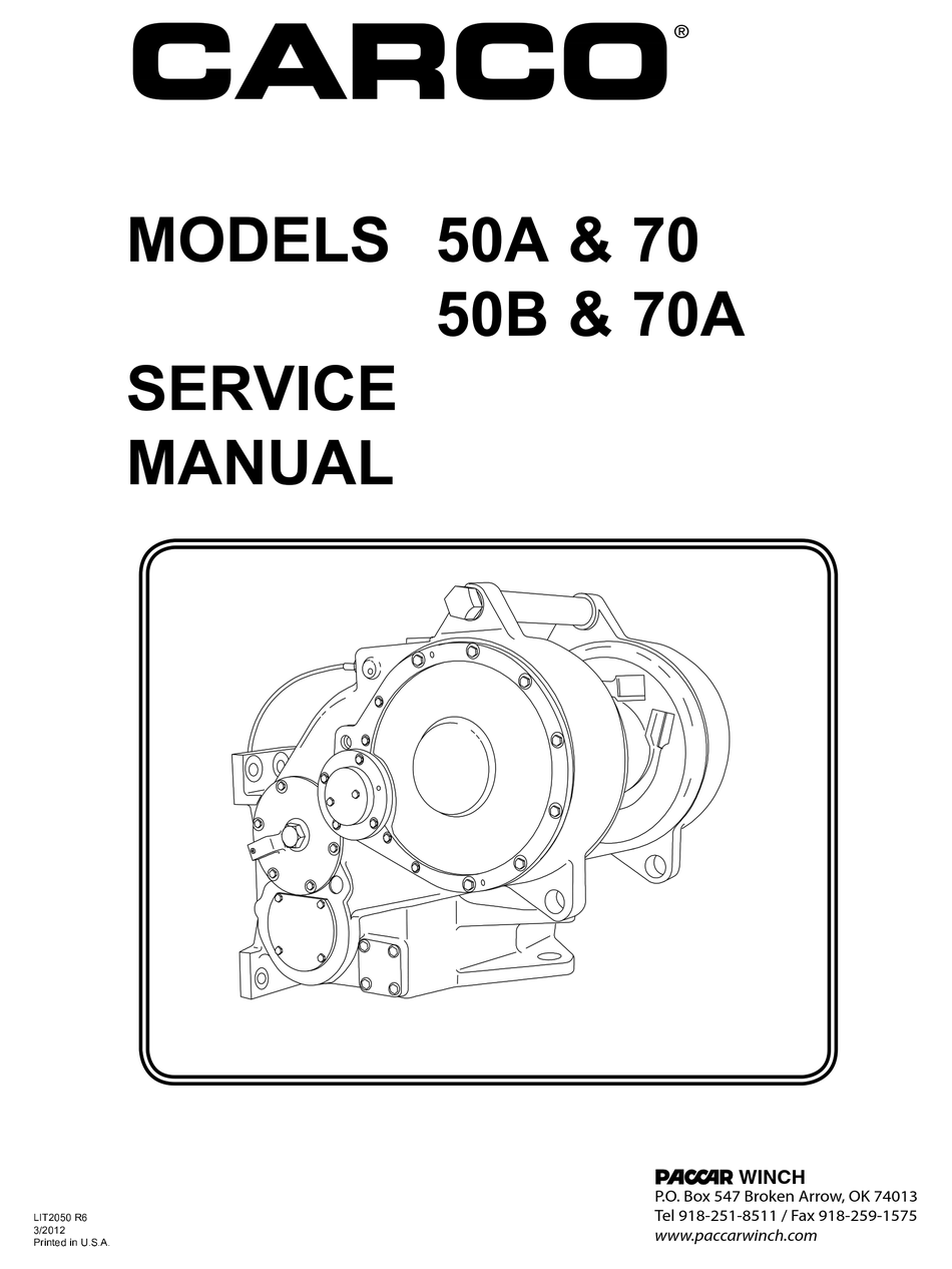 Paccar Winch Carco 50a Winch Service Manual Manualslib