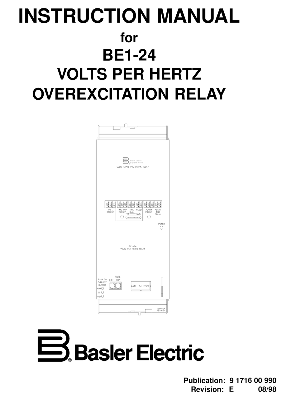 BASLER BE1-24 RELAY INSTRUCTION MANUAL | ManualsLib