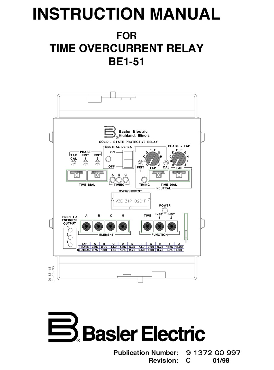 BASLER BE151 RELAY INSTRUCTION MANUAL ManualsLib