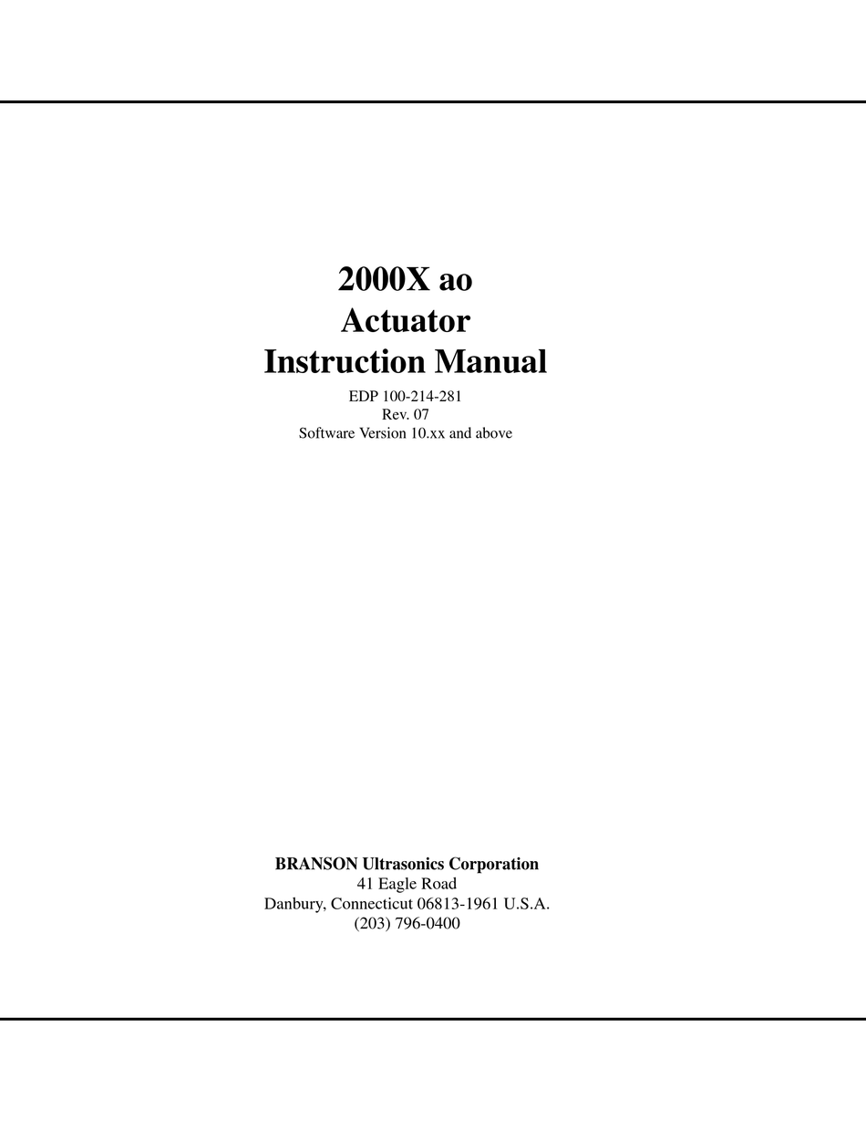 Branson 2000x Series Instruction Manual Pdf Download Manualslib