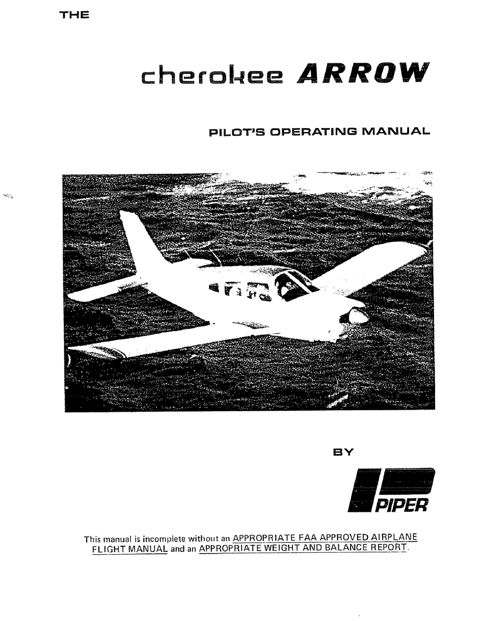 PIPER CHEROKEE ARROW II PA28R200 1973 TOOL PILOTS OPERATING MANUAL