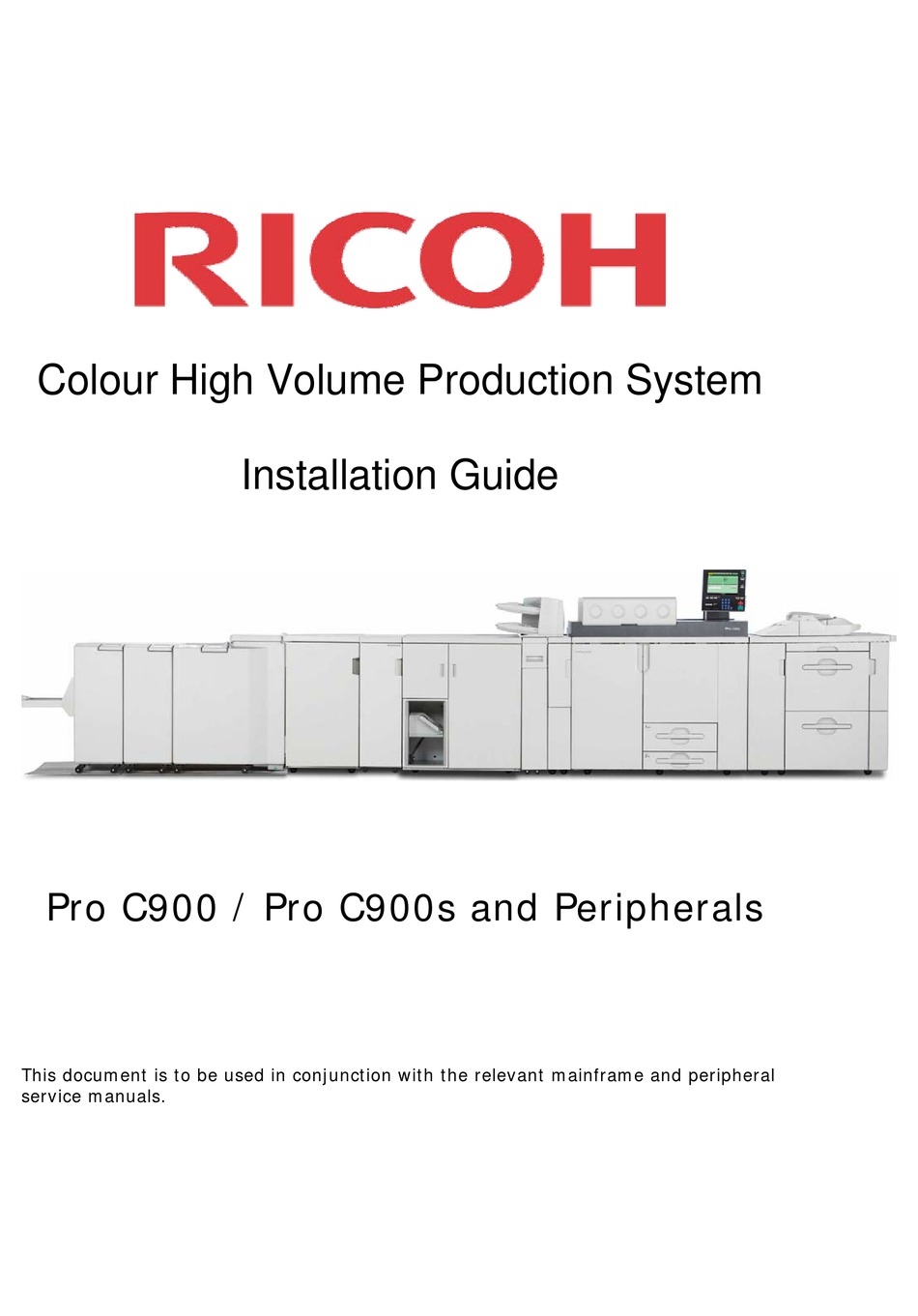 RICOH PRO C900 PRINTER INSTALLATION MANUAL | ManualsLib