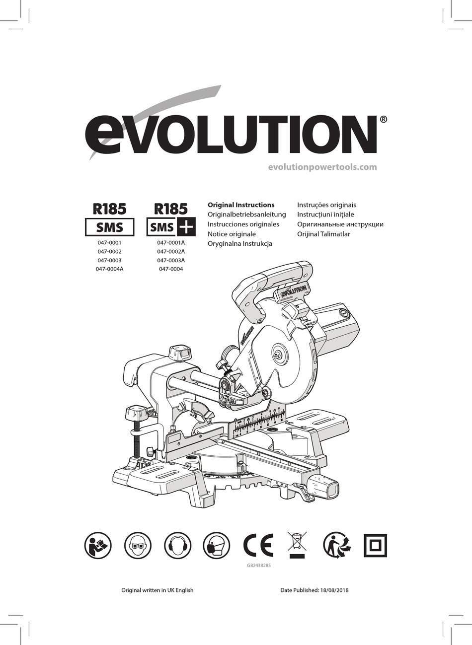 EVOLUTION R185 SMS SAW ORIGINAL INSTRUCTIONS MANUAL | ManualsLib