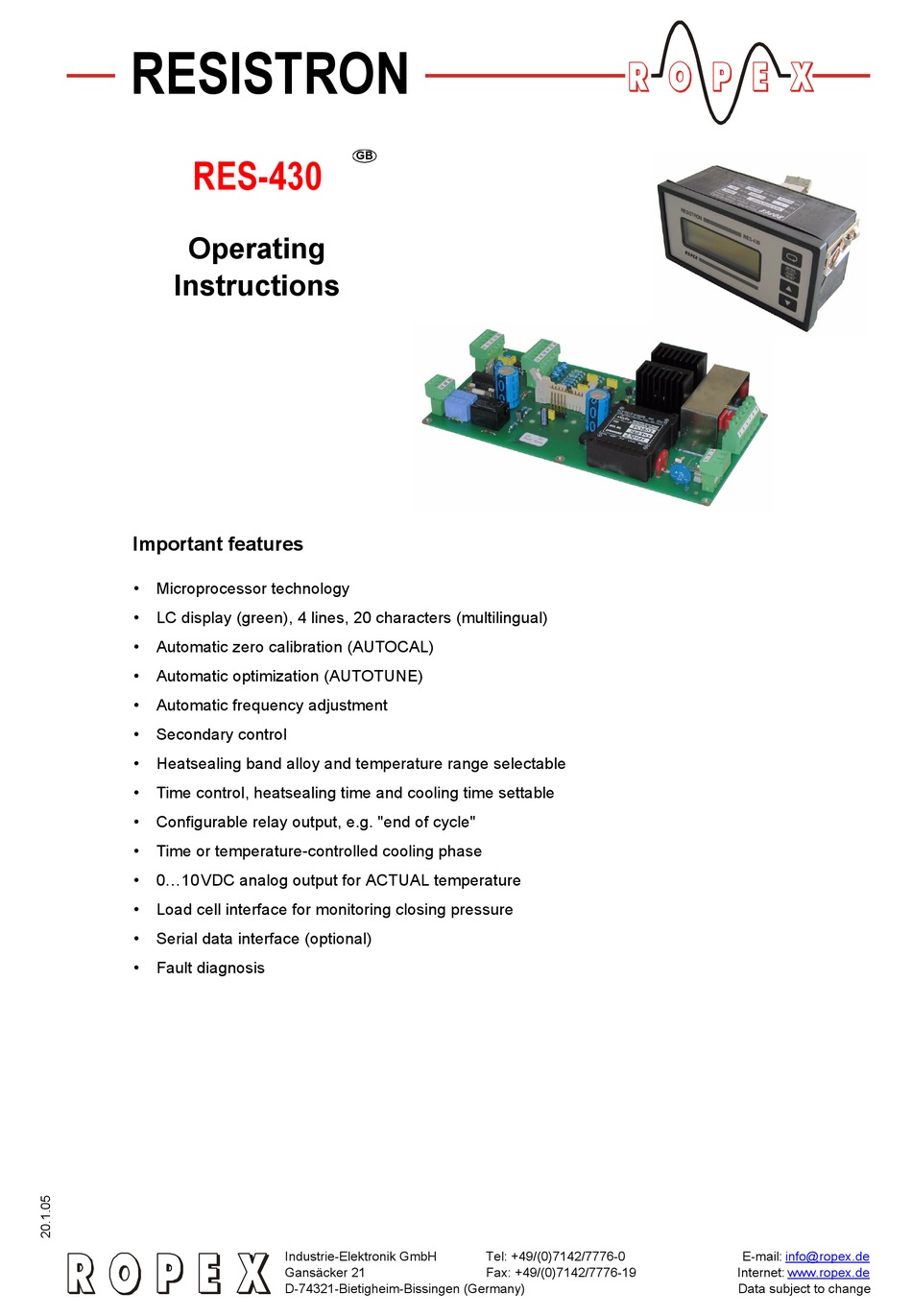 Details about   Ropex RESM-1 Temperature Controller 