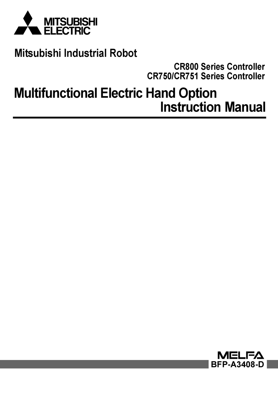 MITSUBISHI ELECTRIC CR800 SERIES CONTROLLER INSTRUCTION MANUAL | ManuaLib