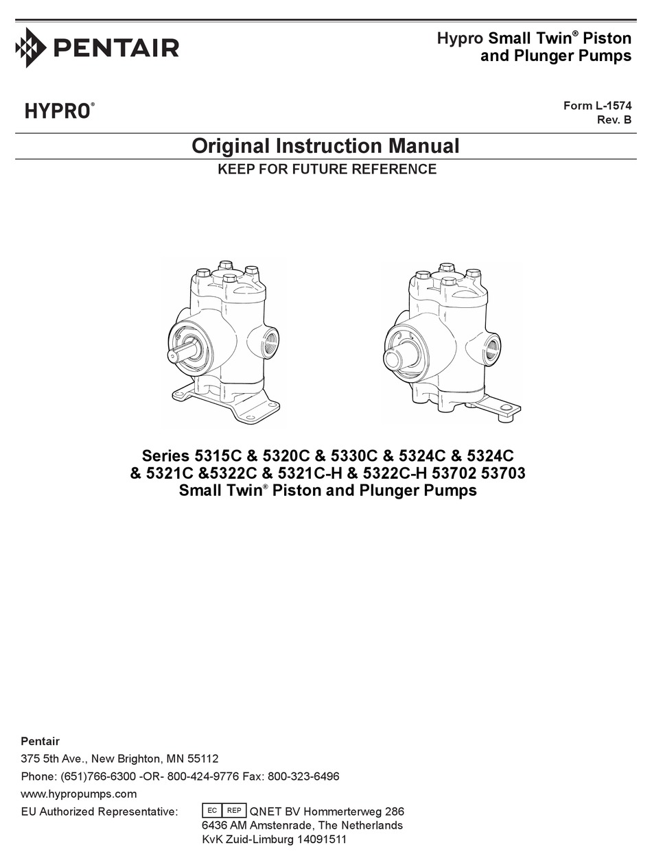 HYPRO 5330C SERIES WATER PUMP ORIGINAL INSTRUCTION MANUAL ManualsLib