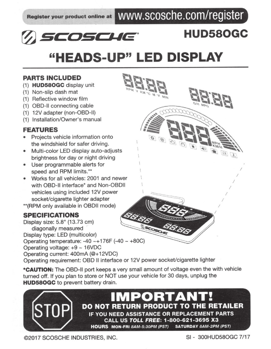Scosche Hud580gc Manual Pdf Download Manualslib