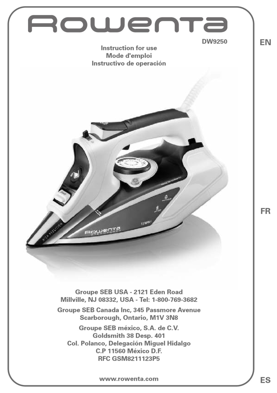 ROWENTA DW9250 IRON INSTRUCTIONS FOR USE MANUAL | ManualsLib