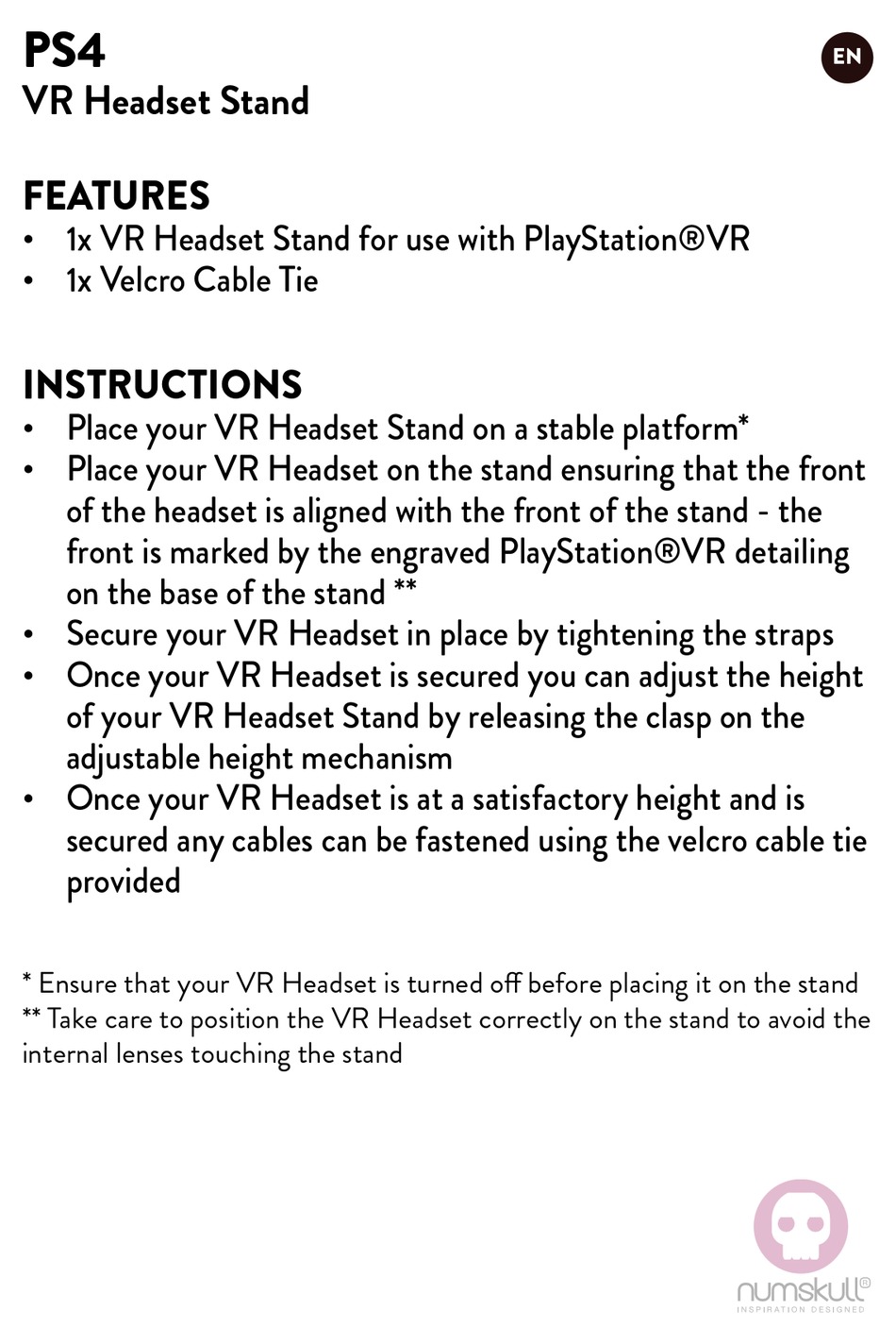 Numskull Ps4 Vr V2 Quick Start Manual Pdf Download Manualslib