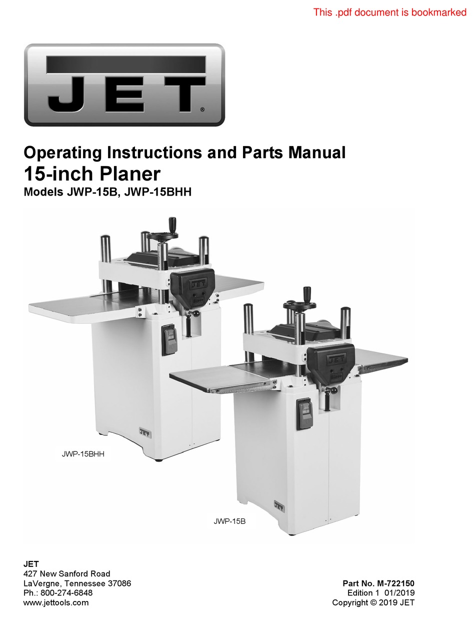 JET JWP-15B OPERATING INSTRUCTIONS AND PARTS MANUAL Pdf Download