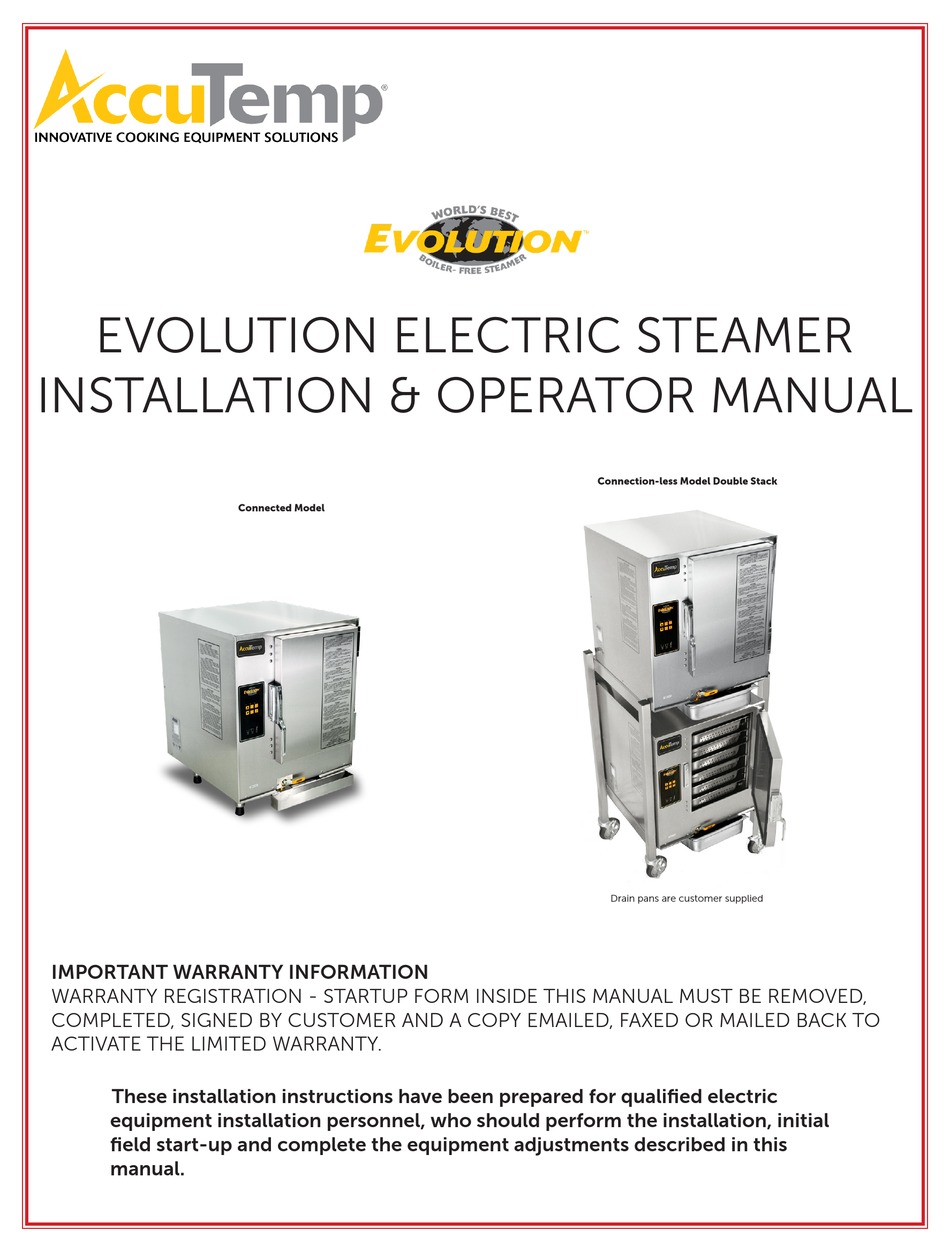 ACCUTEMP EVOLUTION SERIES ELECTRIC STEAMER INSTALLATION & OPERATOR'S