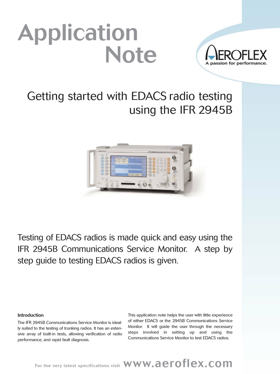 AEROFLEX IFR 2945B RECEIVER APPLICATION NOTE | ManualsLib