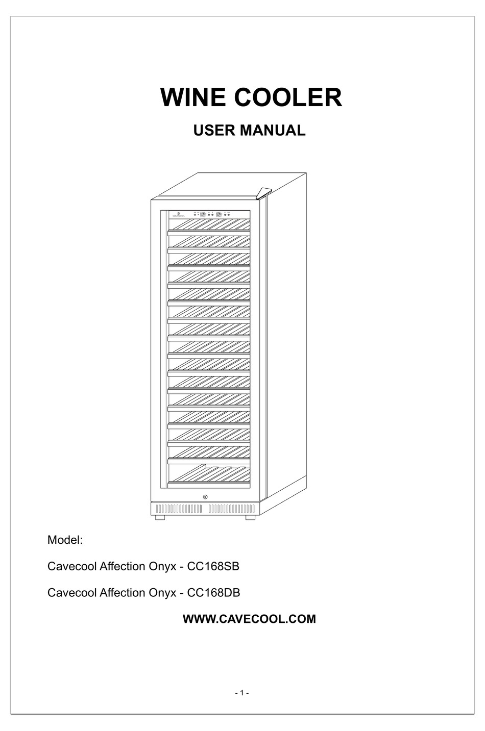 CAVECOOL AFFECTION ONYX CC168SB WINE COOLER USER MANUAL ManualsLib
