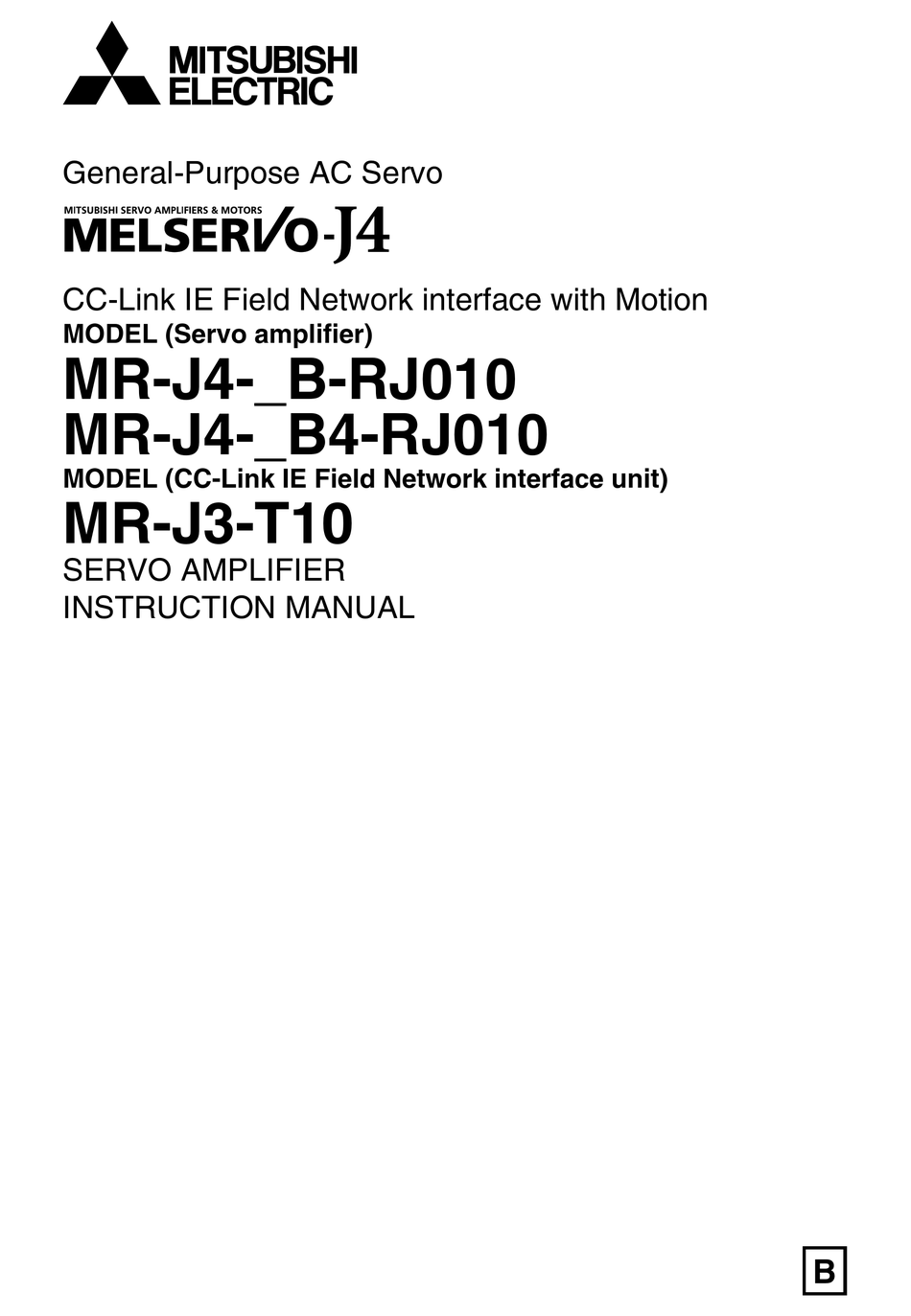 MITSUBISHI ELECTRIC MR-J4-*B-RJ010 SERIES INSTRUCTION MANUAL Pdf