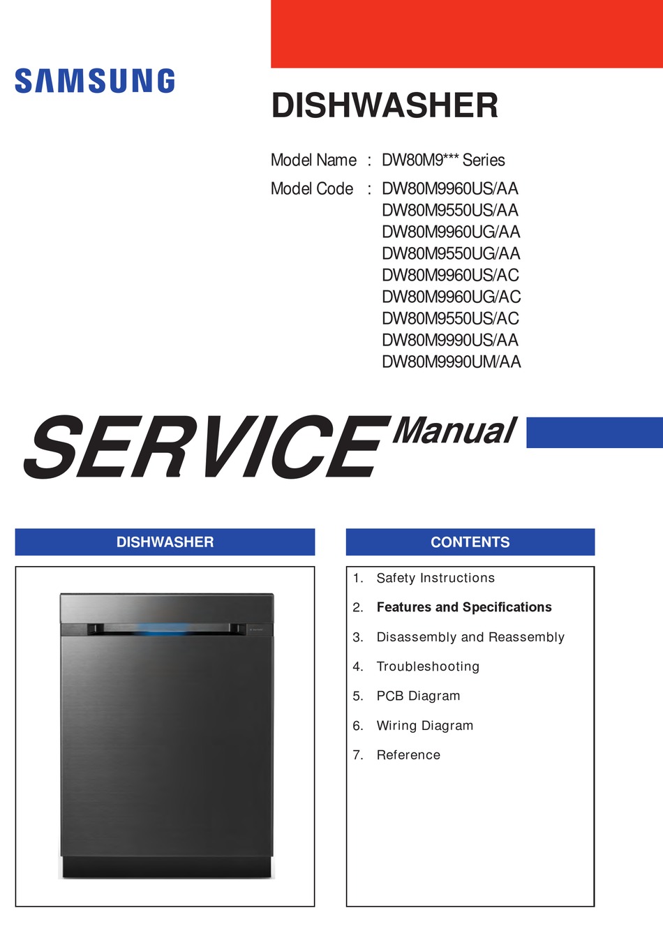 Samsung Dw80m9 Series Service Manual Pdf Download Manualslib