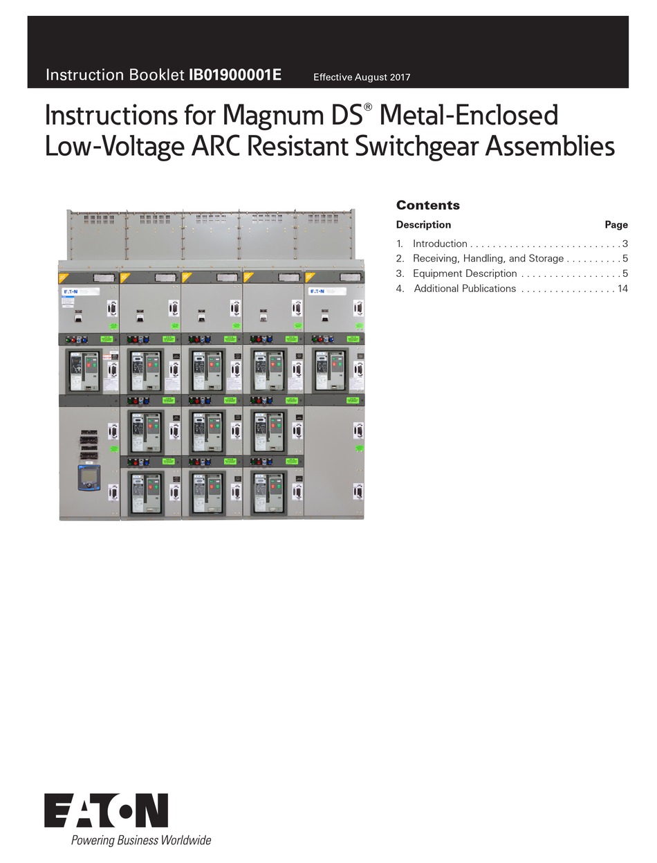 EATON MAGNUM DS SWITCH INSTRUCTION BOOKLET ManualsLib