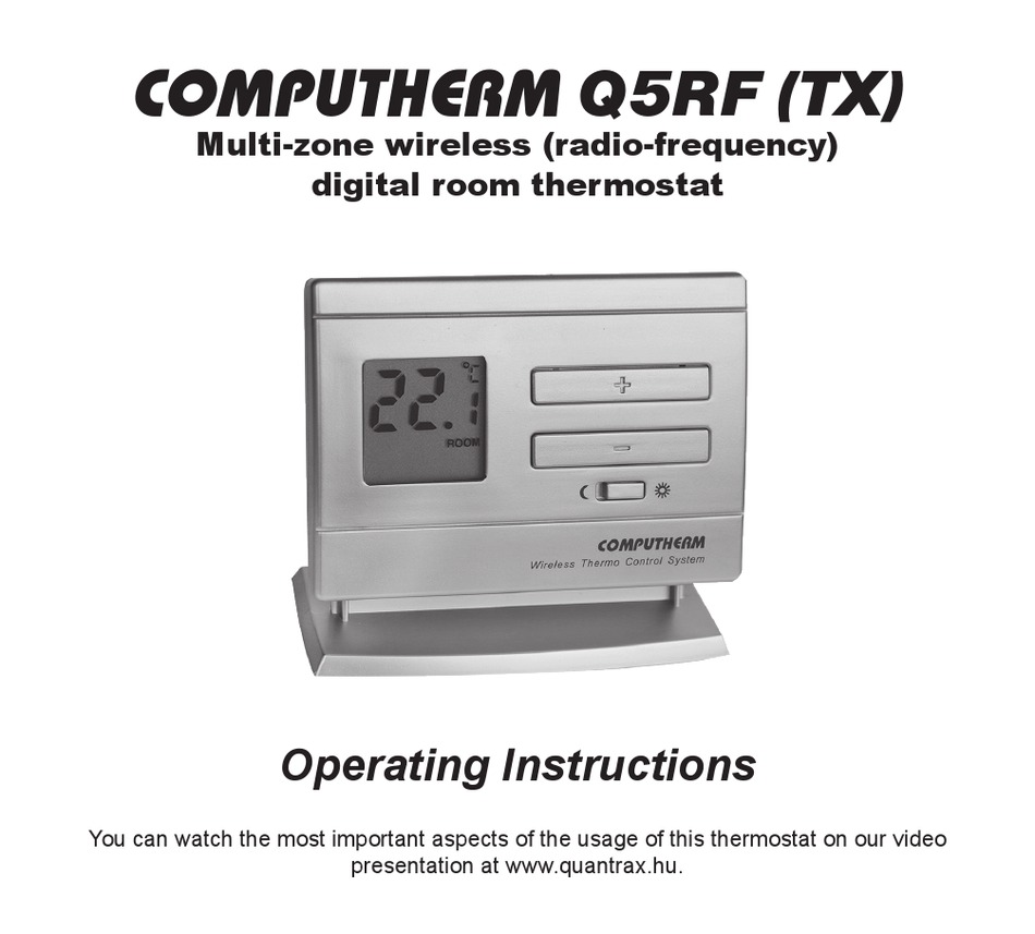 Hunger Noble Museum QUANTRAX COMPUTHERM Q5RF THERMOSTAT OPERATING INSTRUCTIONS MANUAL |  ManualsLib