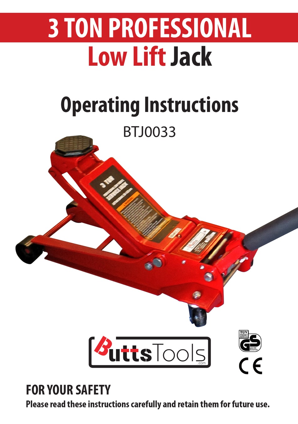 BUTTS TOOLS BTJ0033 JACK OPERATING INSTRUCTIONS ManualsLib