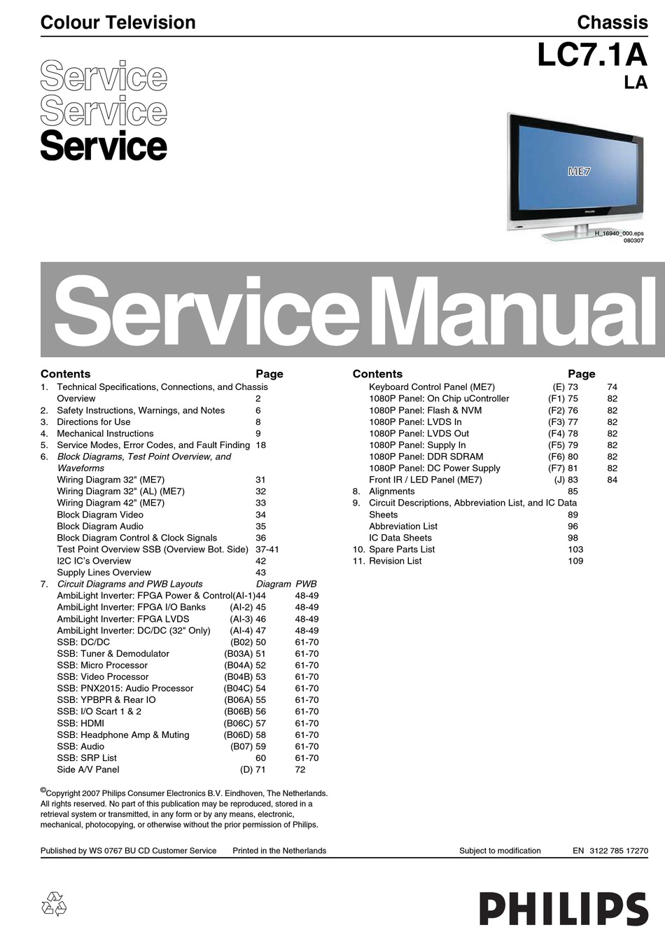 Clan Turns into Consistent PHILIPS 32PFL7332/93 TV SERVICE MANUAL | ManualsLib