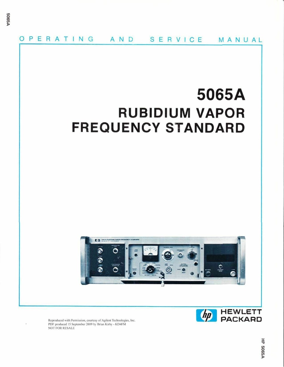 HP 5065A Rubidium standard Service & Operating Manual 