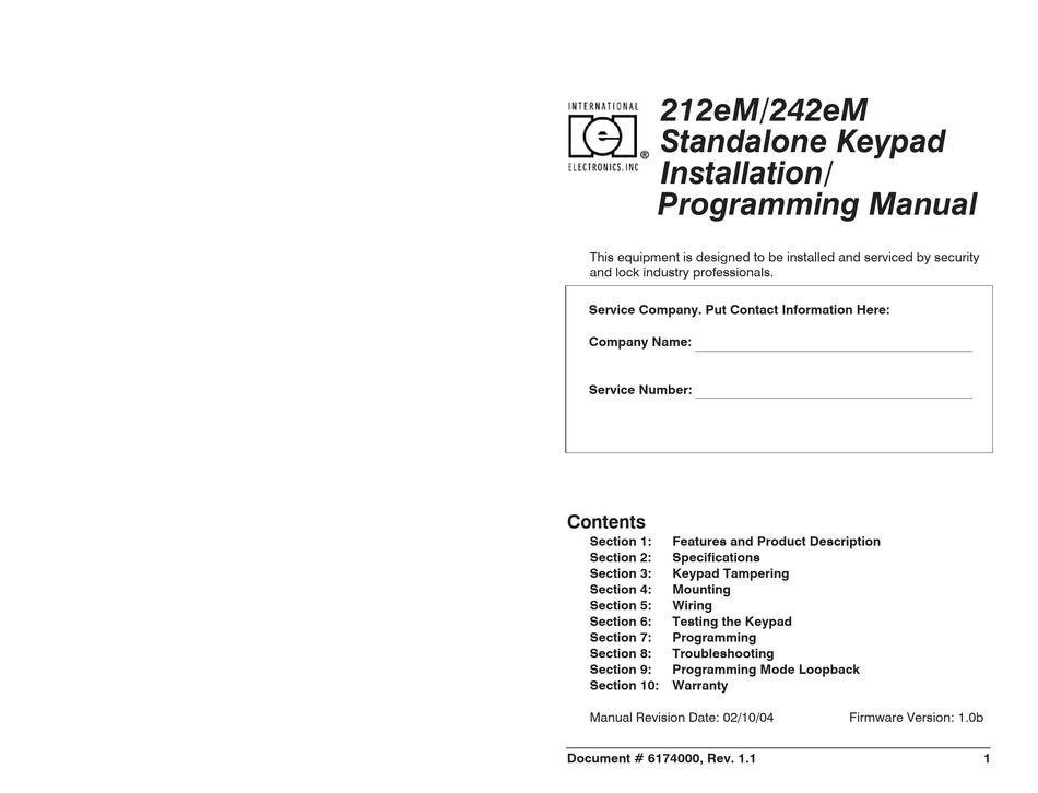 iei 212r keypad programming manual