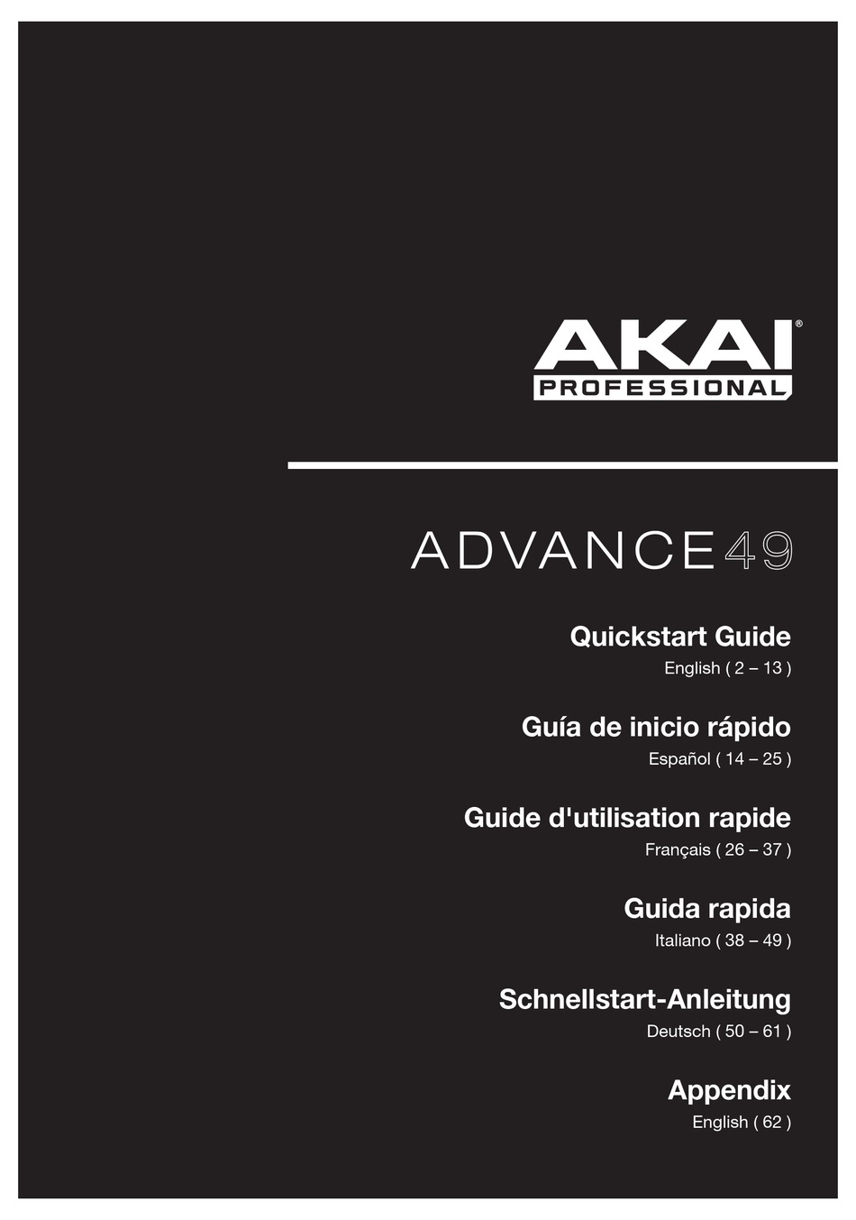 AKAI ADVANCE 49 QUICK START MANUAL Pdf Download | ManualsLib