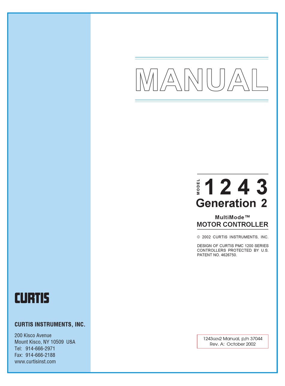 Curtis Instruments Multimode 1243 Generation 2 Manual Pdf Download Manualslib