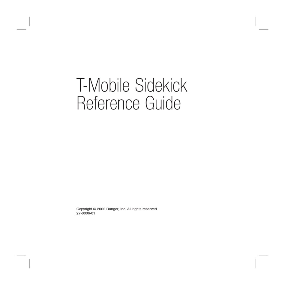 TMOBILE SIDEKICK CELL PHONE REFERENCE MANUAL ManualsLib