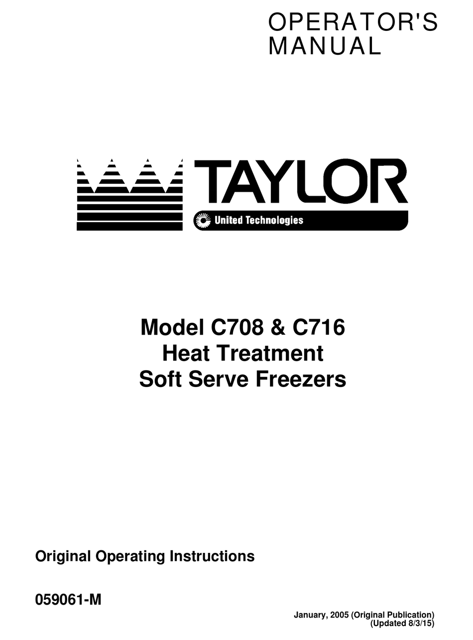 Taylor C708 Operator S Manual Pdf Download Manualslib