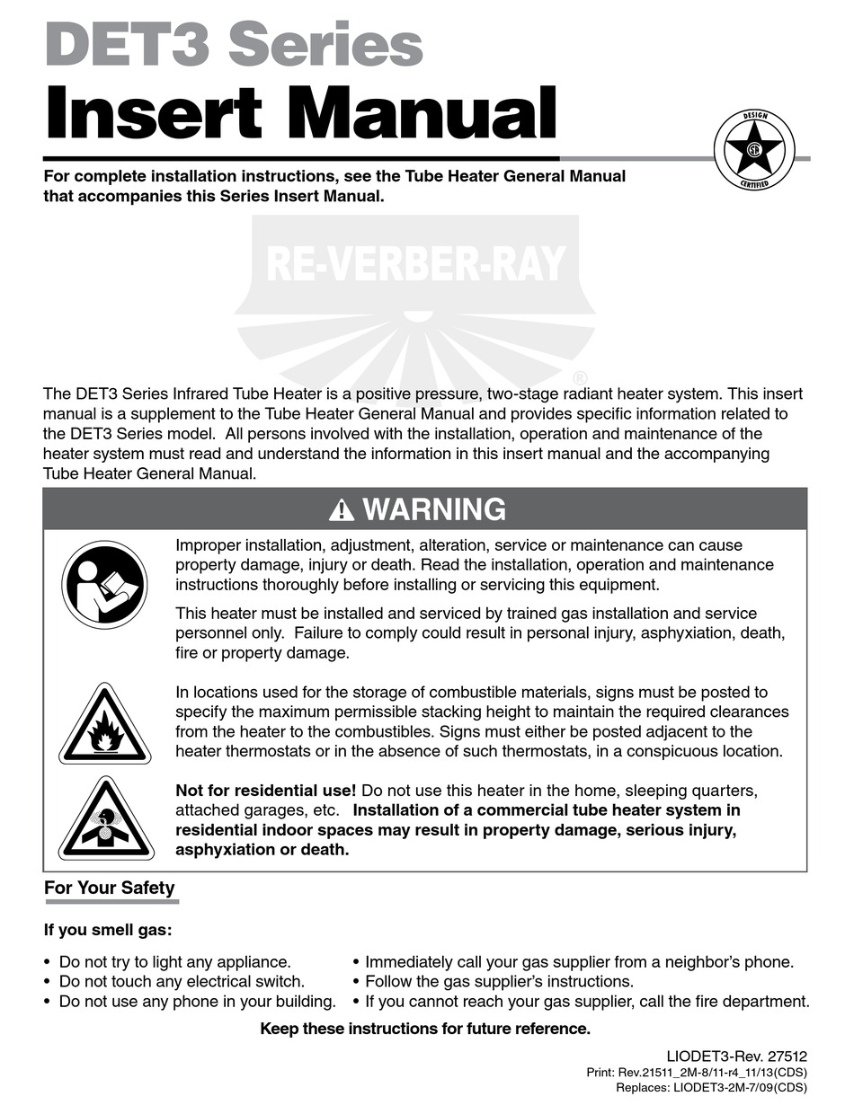 REVERBERRAY DET3 SERIES INSERT MANUAL Pdf Download ManualsLib