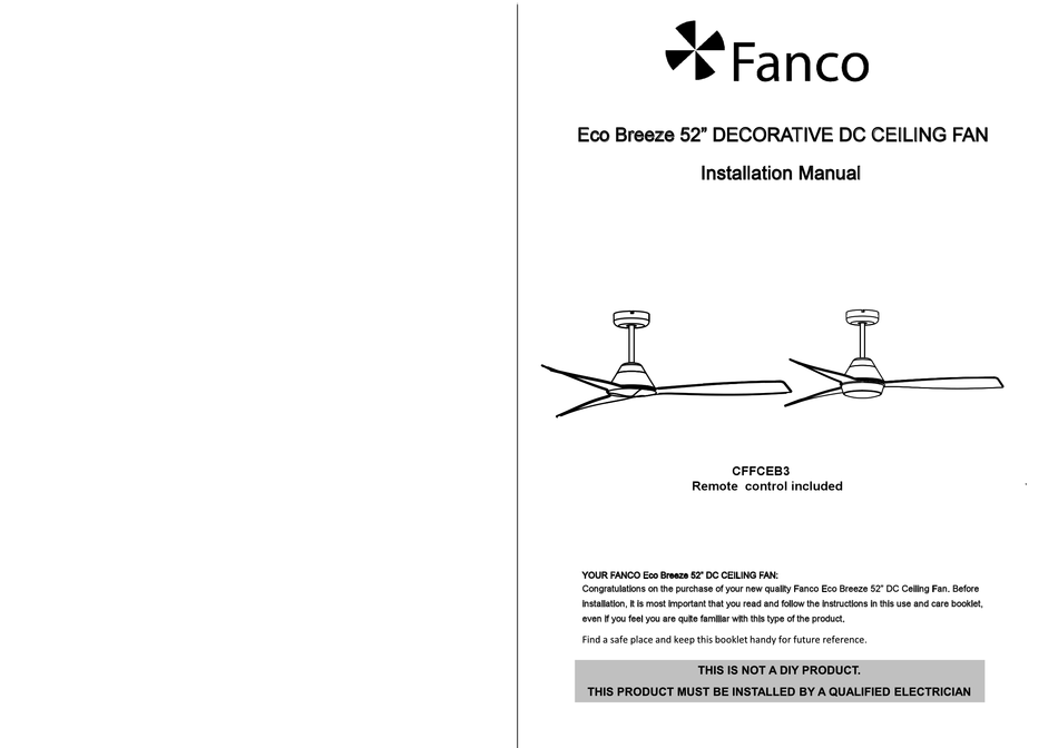 download fanco ceiling fan manual