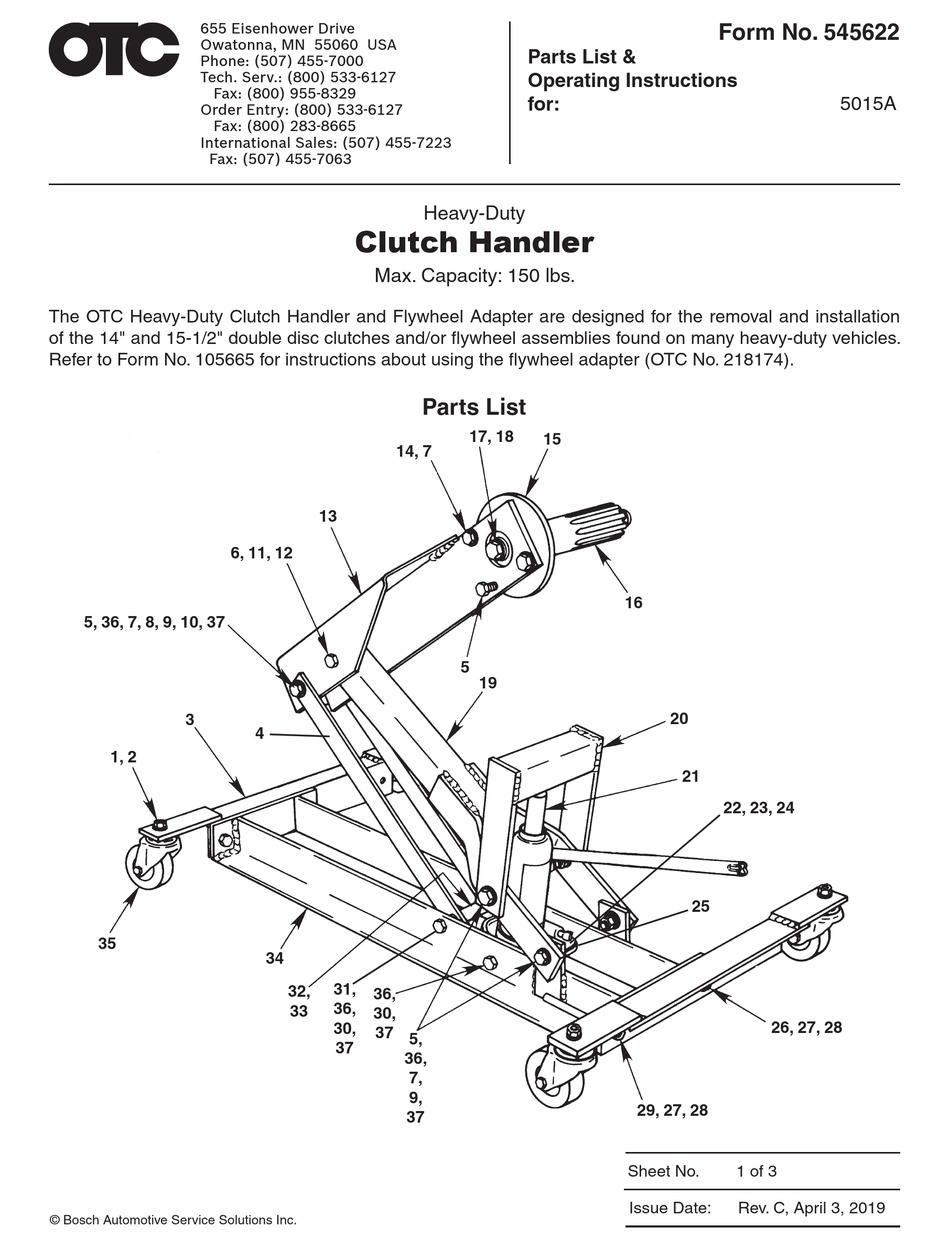 OTC 5015A PARTS LIST & OPERATING INSTRUCTIONS Pdf Download ManualsLib