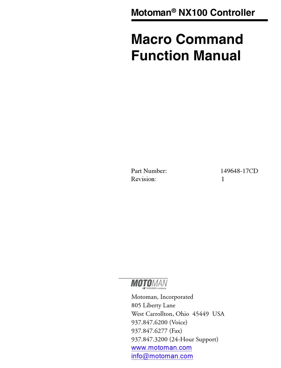 YASKAWA MOTOMAN NX100 MANUAL Pdf Download | ManualsLib