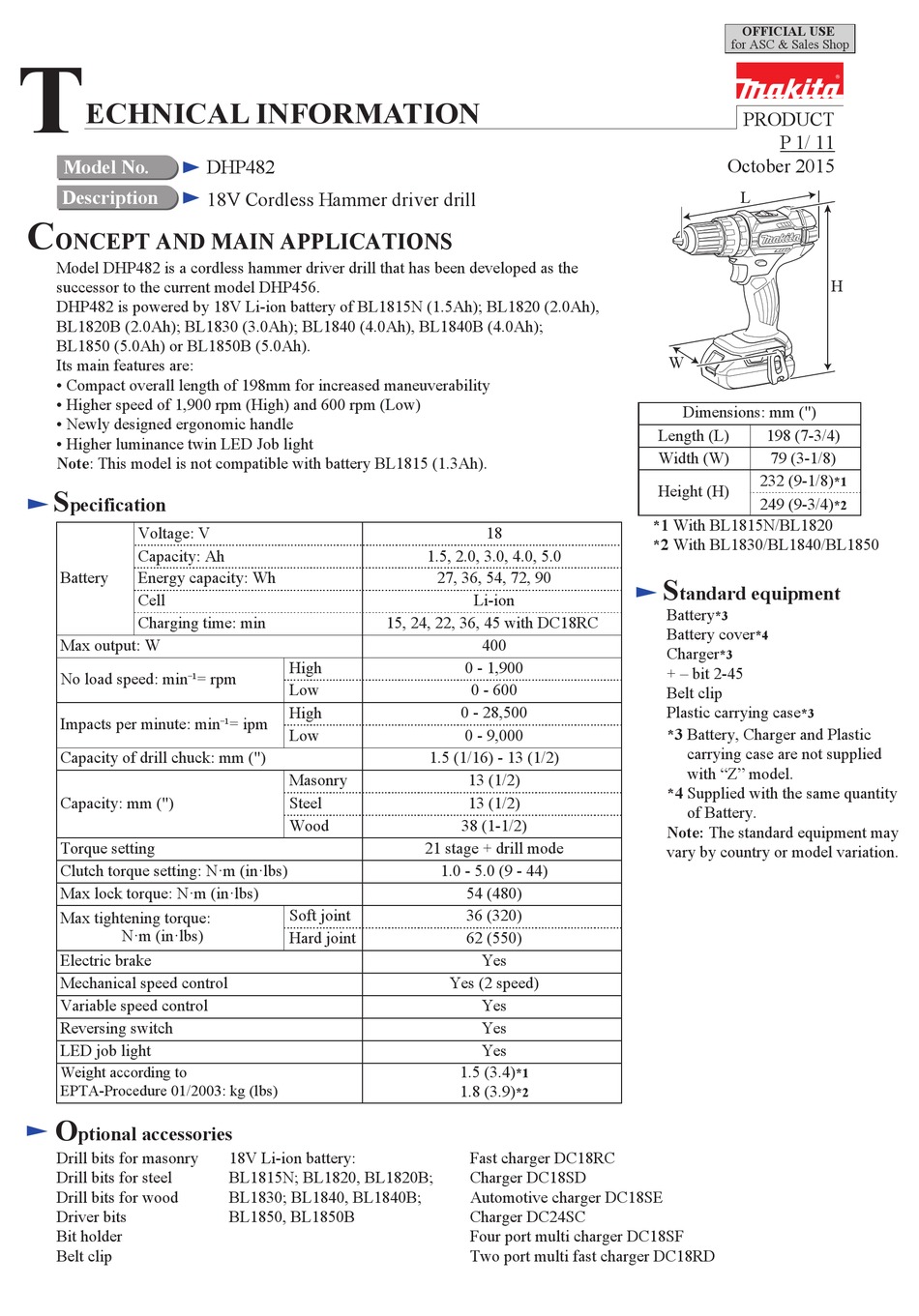 MAKITA DHP482 TECHNICAL INFORMATION Pdf Download | ManualsLib