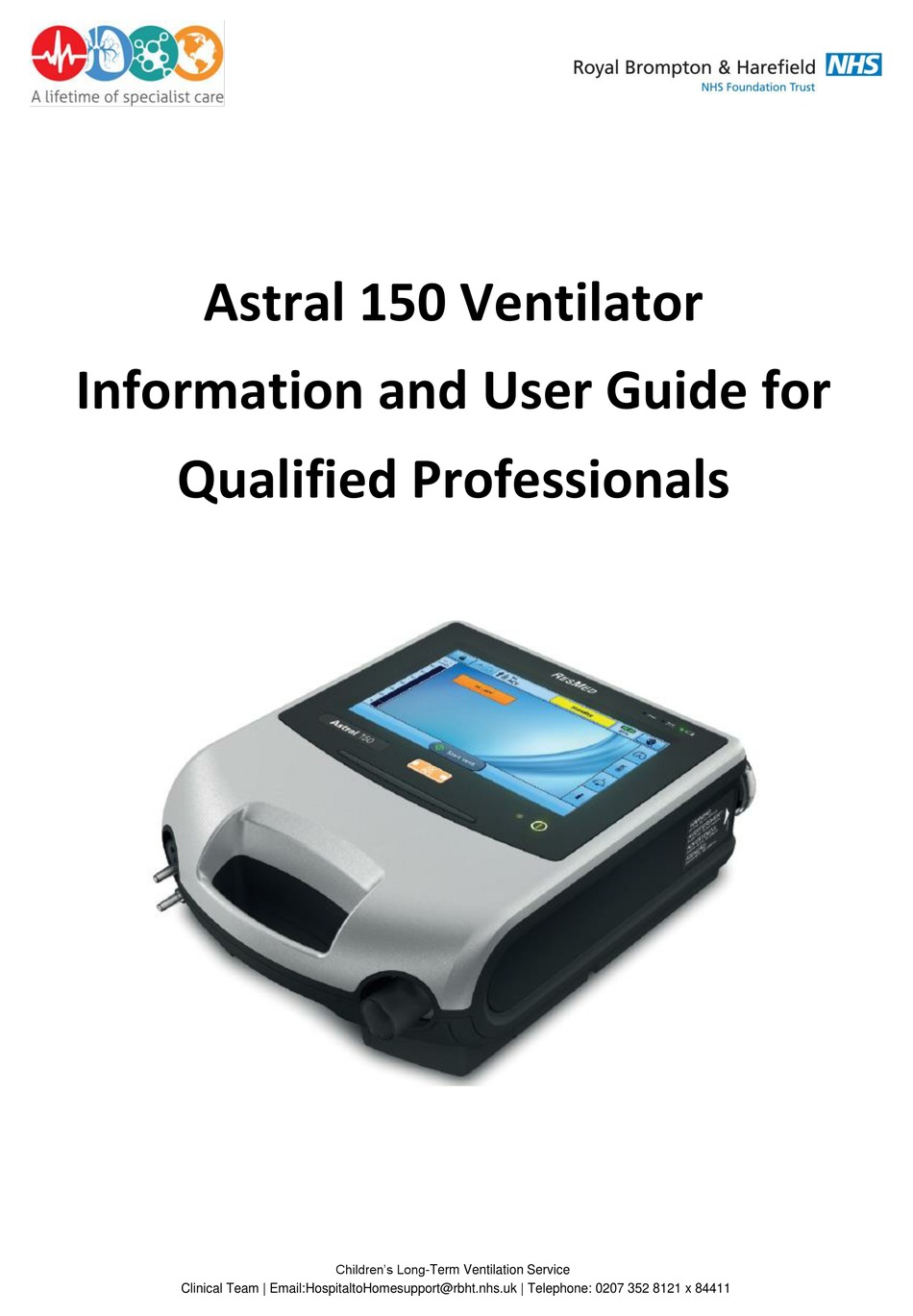 RESMED ASTRAL 150 INFORMATION AND USER MANUAL FOR QUALIFIED