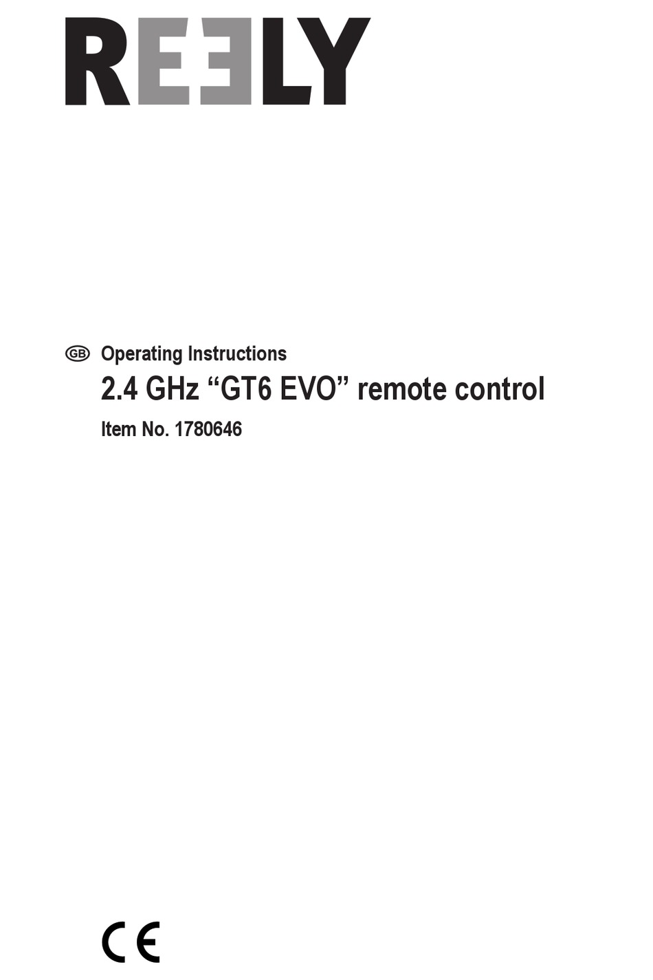 REELY GT6 EVO OPERATING INSTRUCTIONS MANUAL Pdf Download