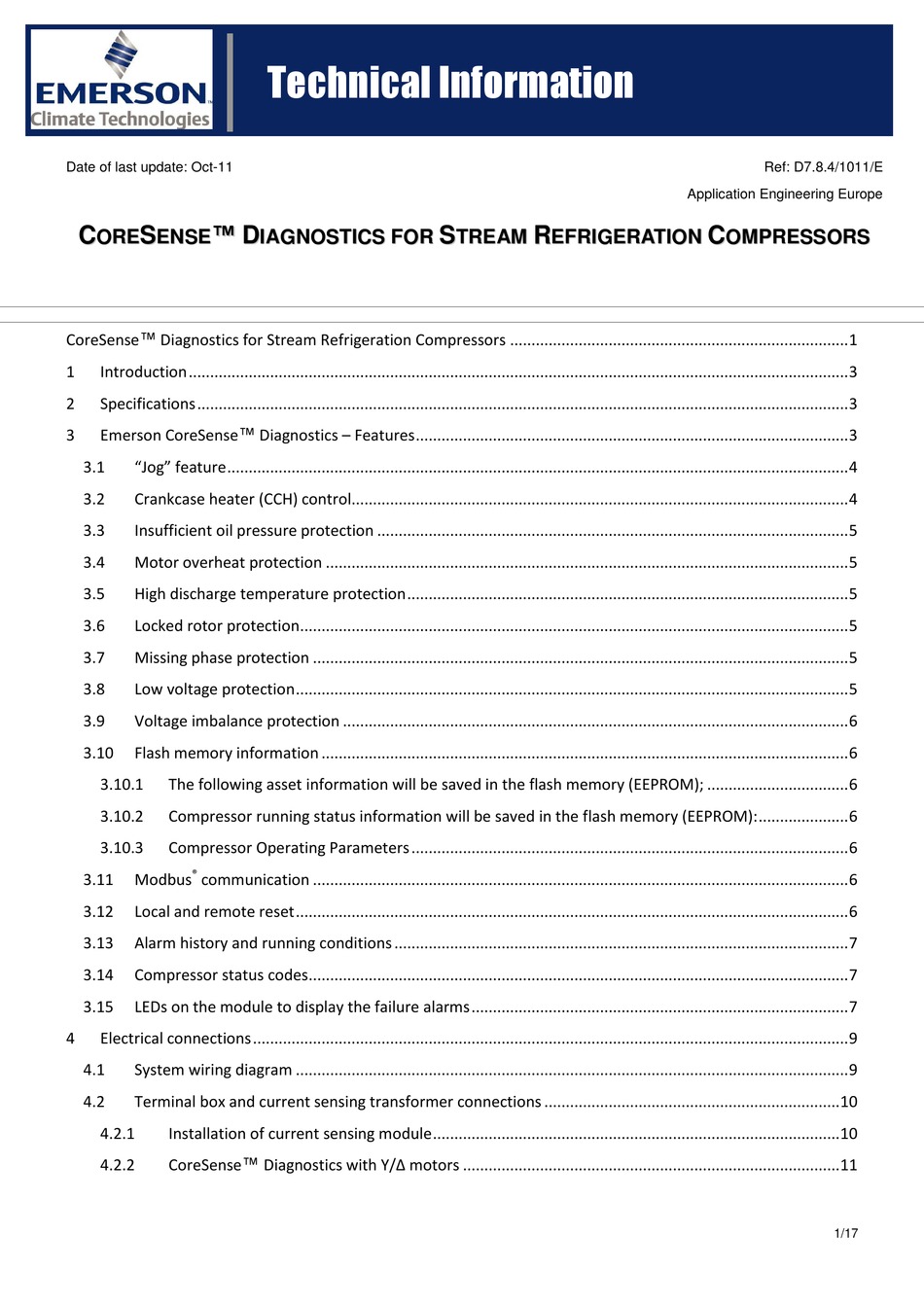 EMERSON CORESENSE TECHNICAL INFORMATION Pdf Download ManualsLib