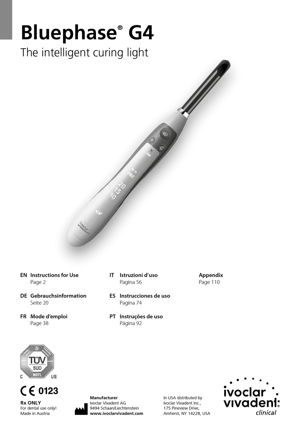 IVOCLAR VIVADENT BLUEPHASE G4 INSTRUCTIONS FOR USE MANUAL Pdf Download