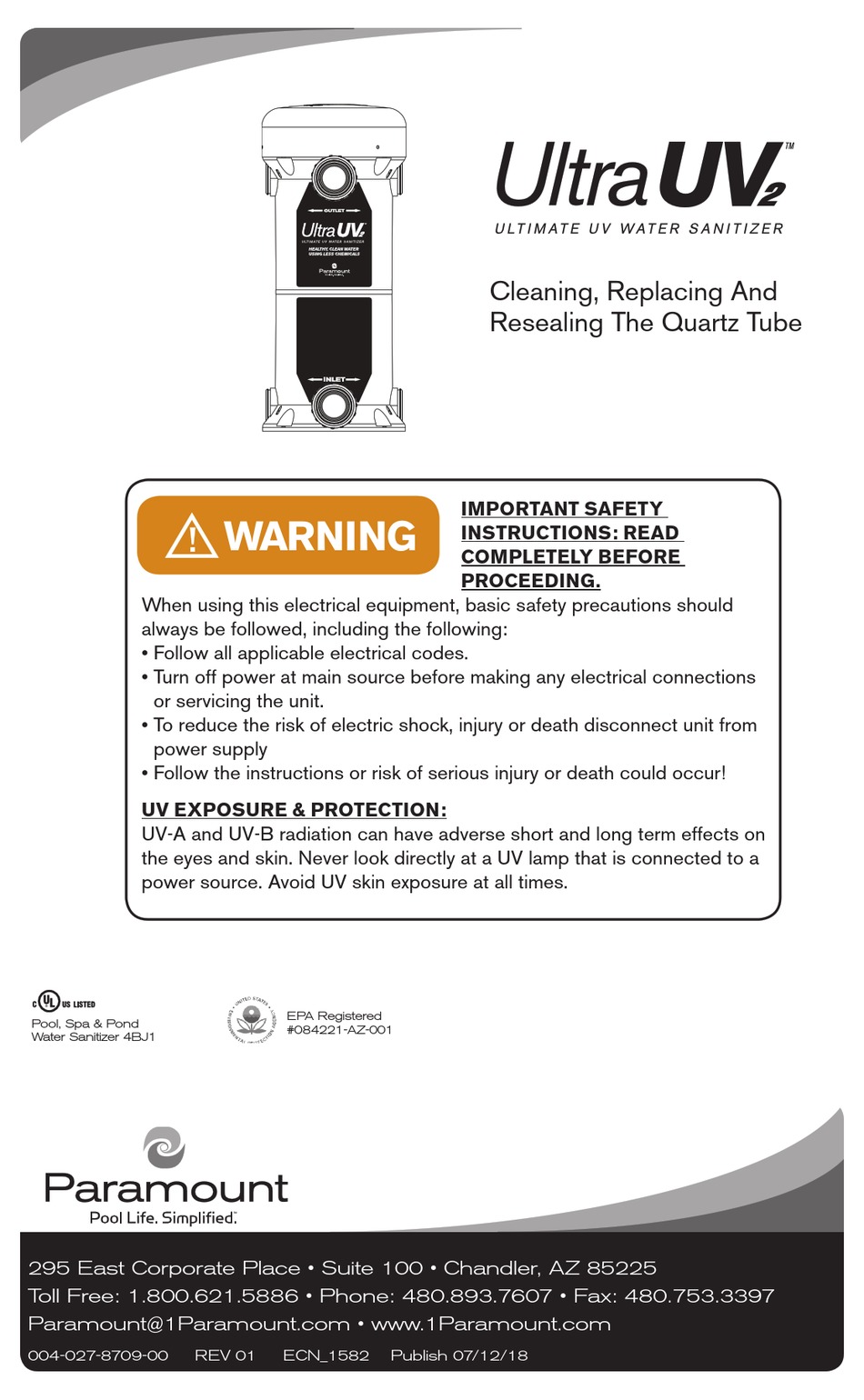 PARAMOUNT FITNESS ULTRA UV2 MANUAL Pdf Download ManualsLib