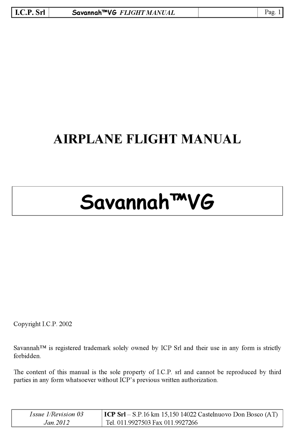 Icp savannah flight manual pdf